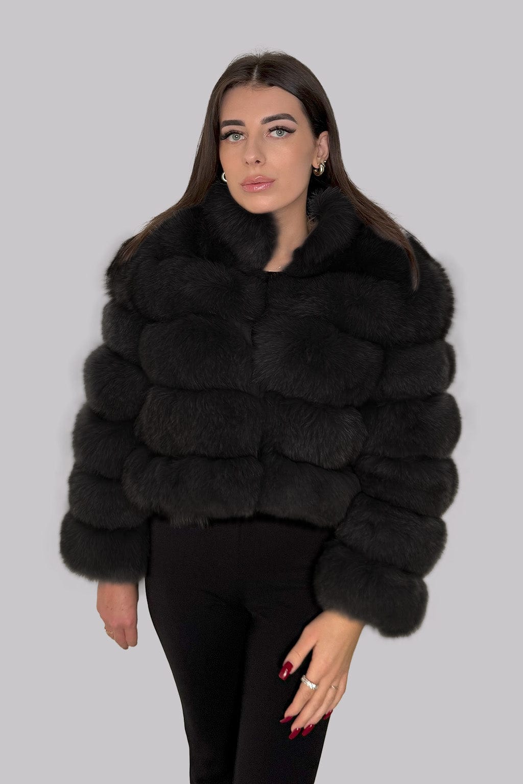 Manteau en fourrure col noir Héritage fourrure