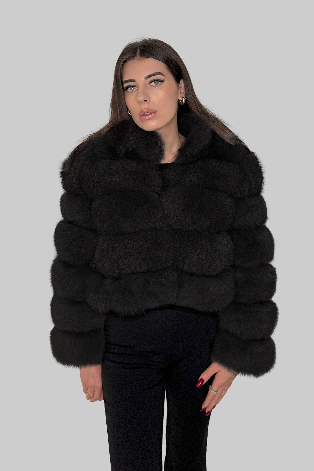 Manteau en fourrure col noir Héritage fourrure