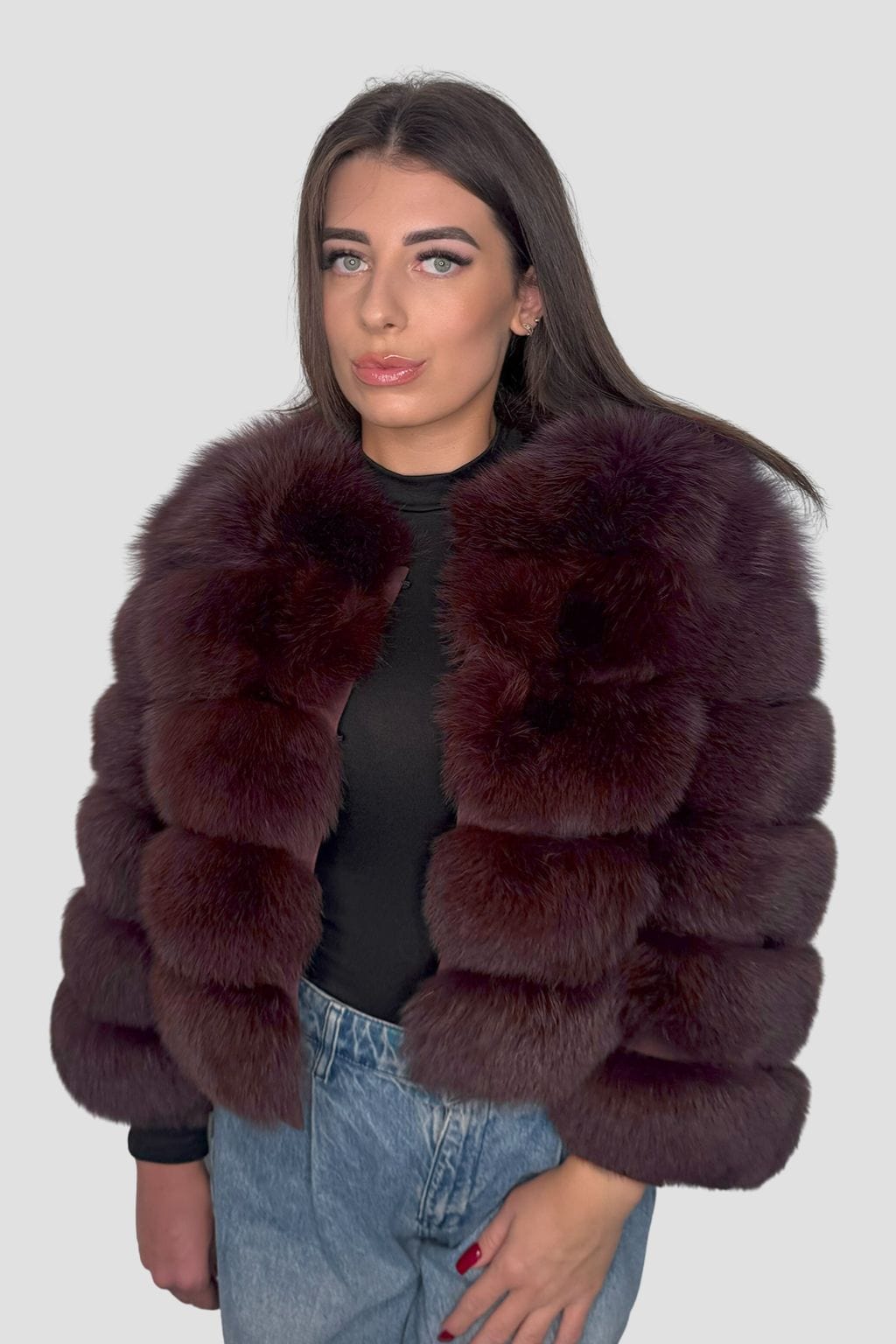 Manteau en fourrure femme bordeaux Héritage fourrure