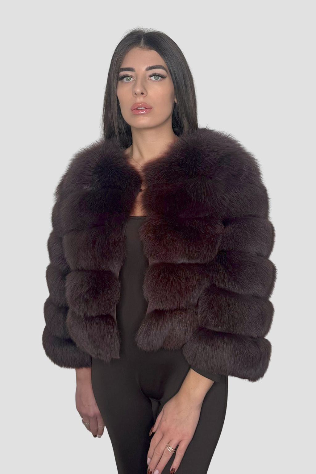 Manteau en fourrure femme bordeaux Héritage fourrure