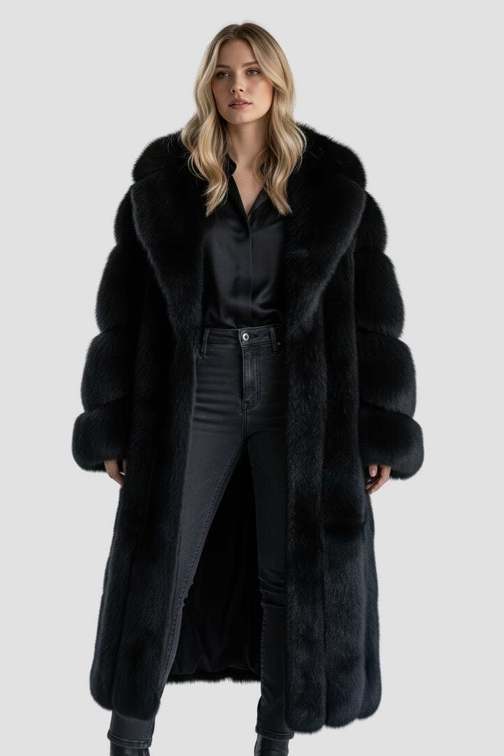 Manteau en fourrure femme long noir Héritage fourrure