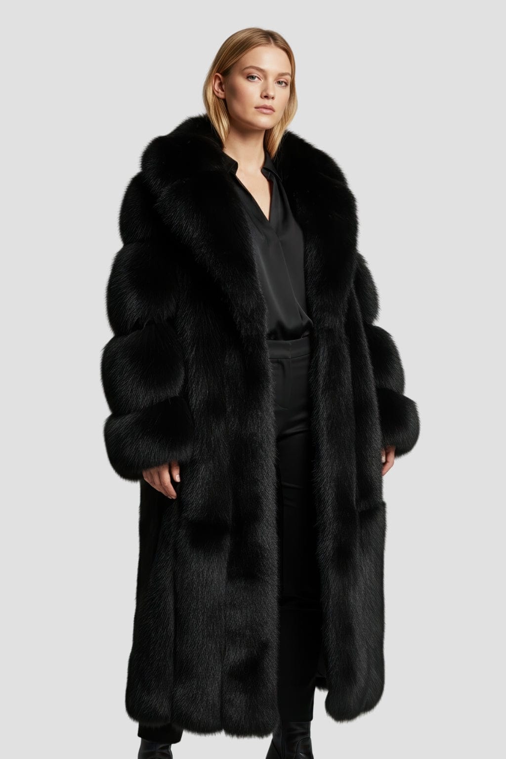 Manteau en fourrure femme long noir Héritage fourrure