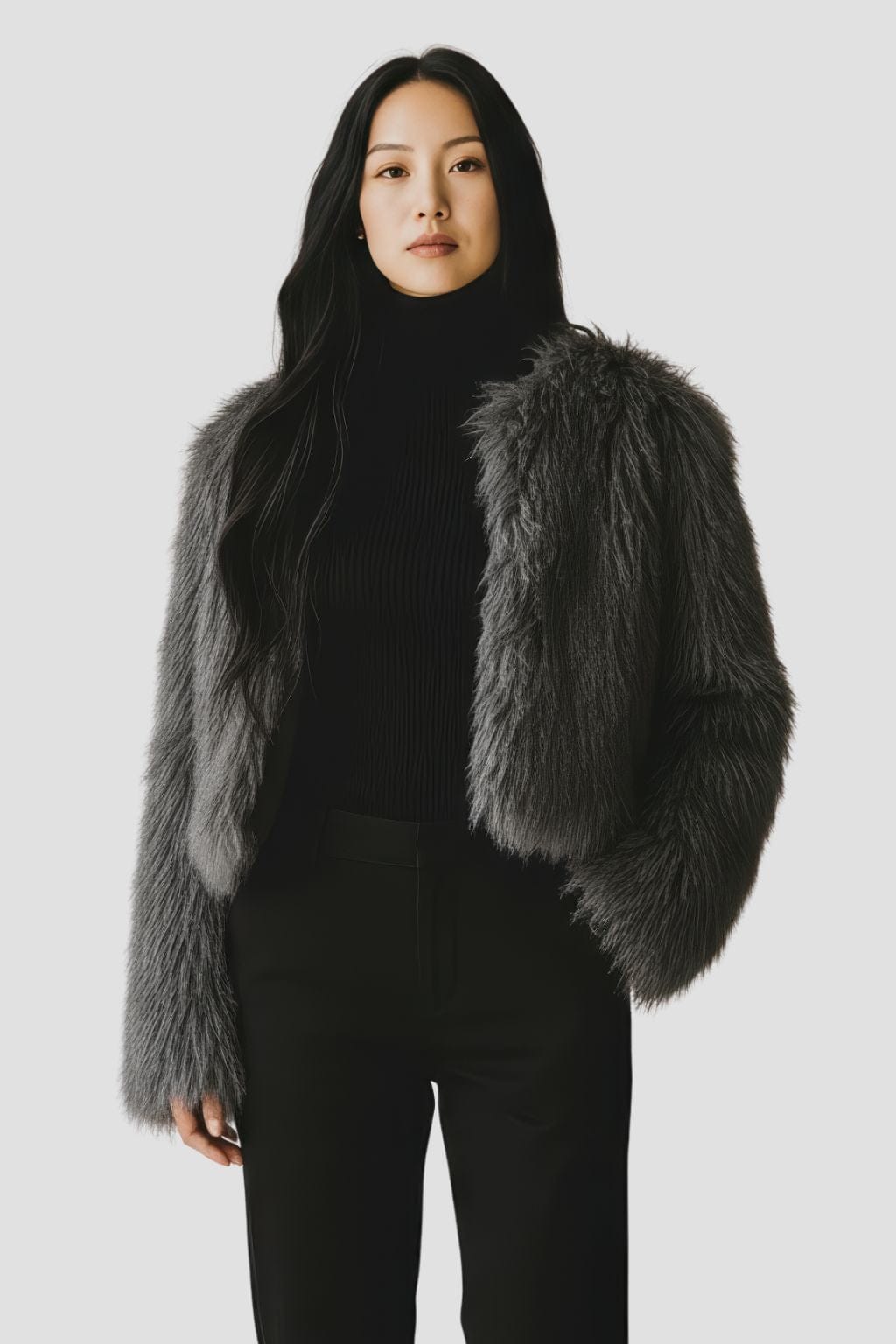 Manteau en fourrure mouton gris Héritage fourrure