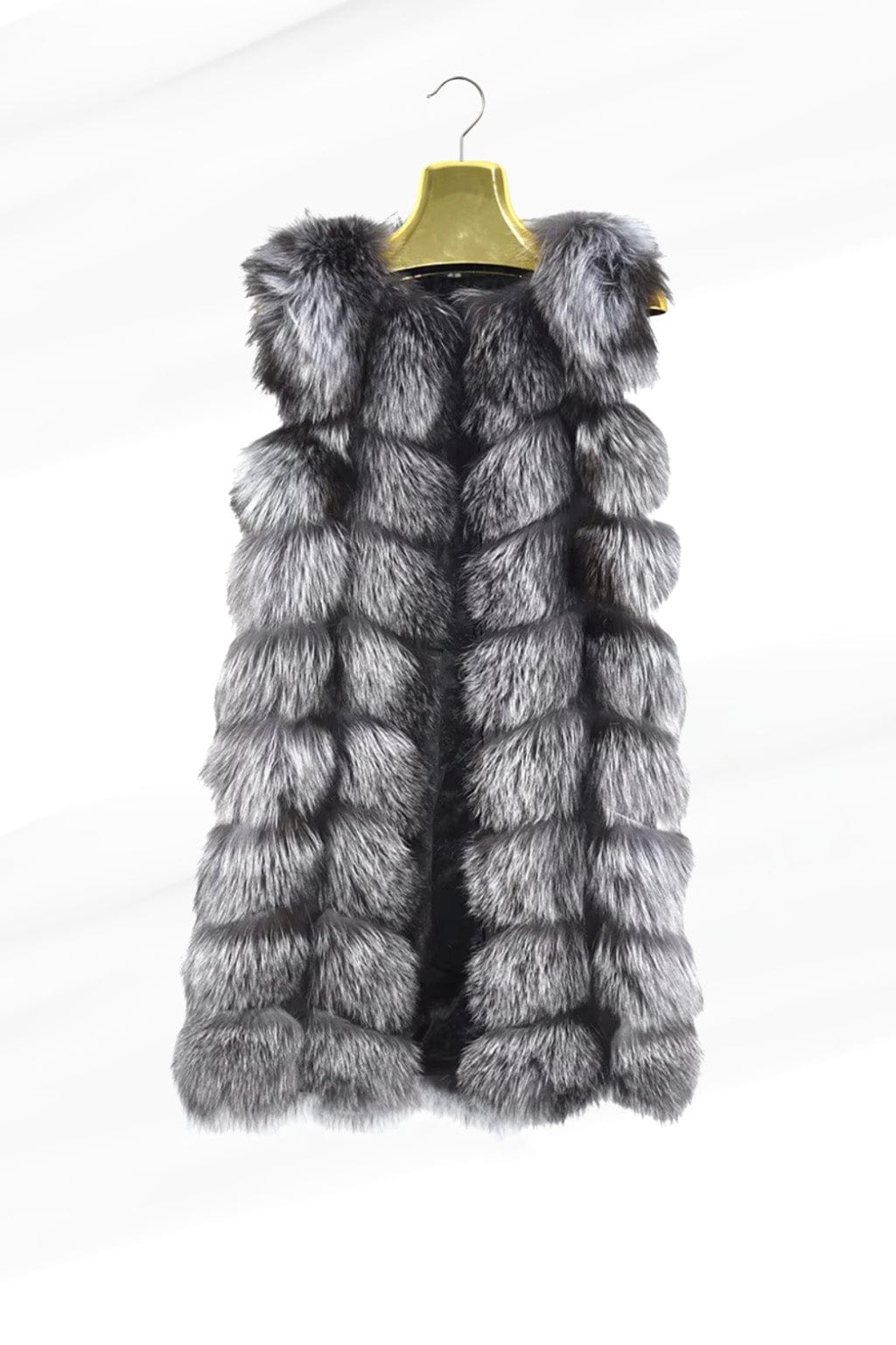 Manteau en fourrure sans manche gris Héritage fourrure