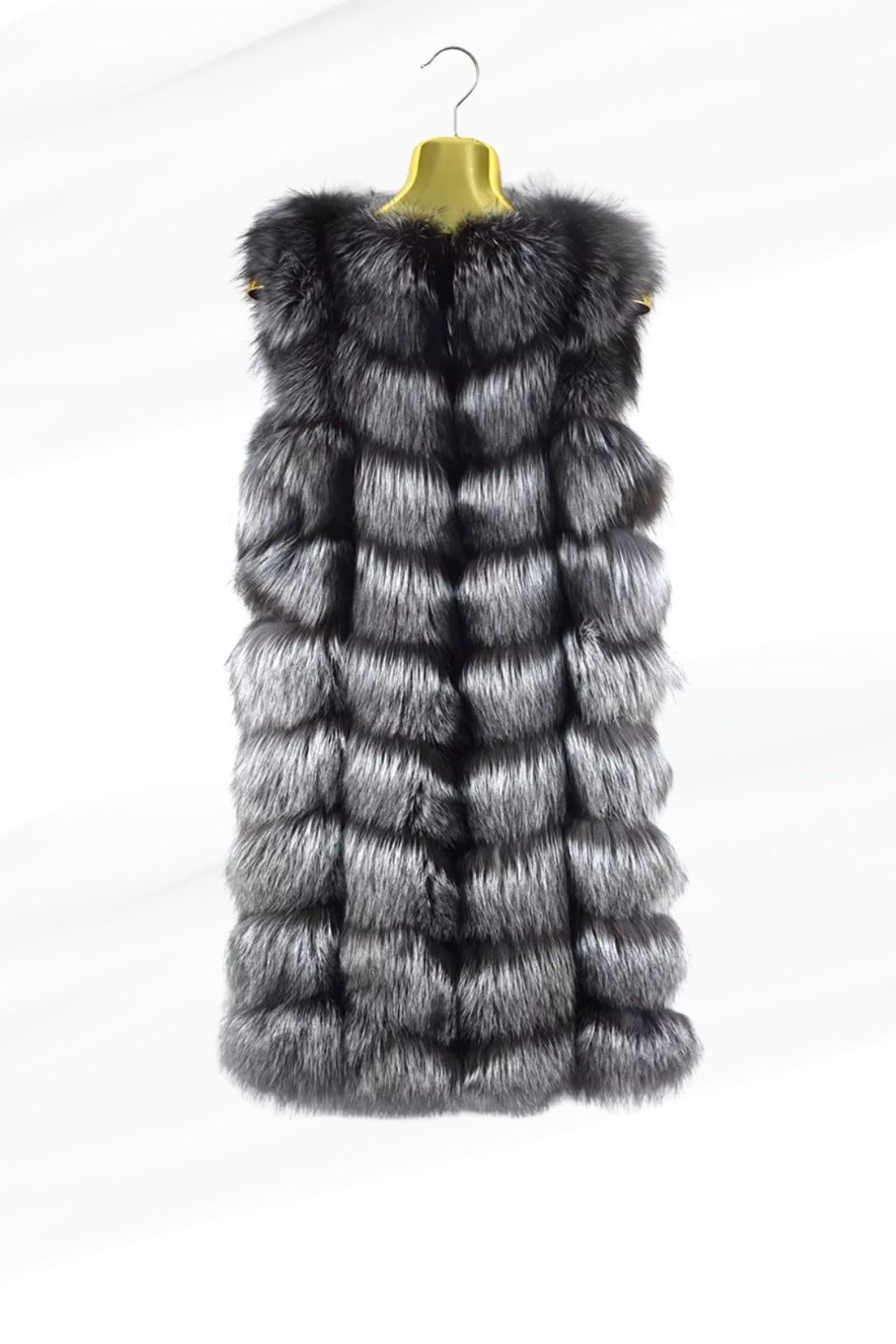 Manteau en fourrure sans manche gris Héritage fourrure