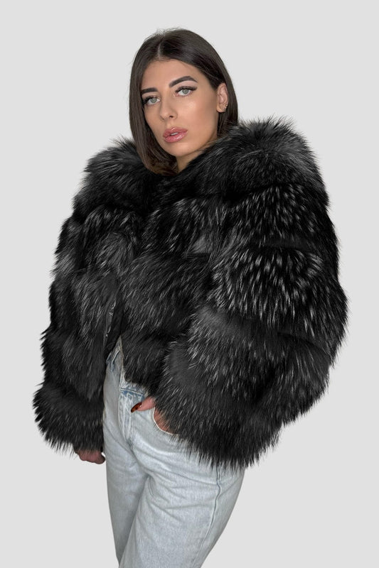 Manteau fourrure femme argenté Héritage fourrure