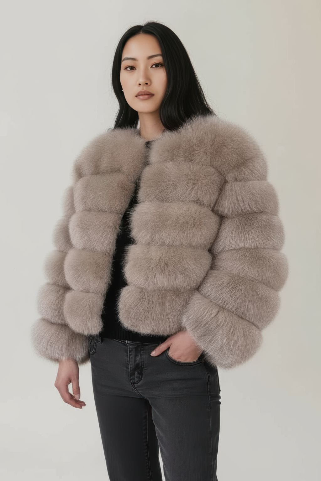 Manteau fourrure femme beige marron Héritage fourrure