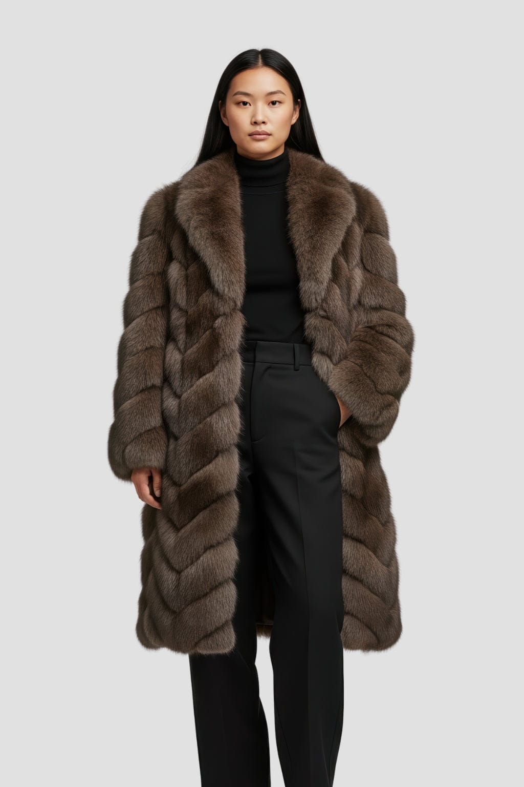 Manteau fourrure femme bubble marron Héritage fourrure