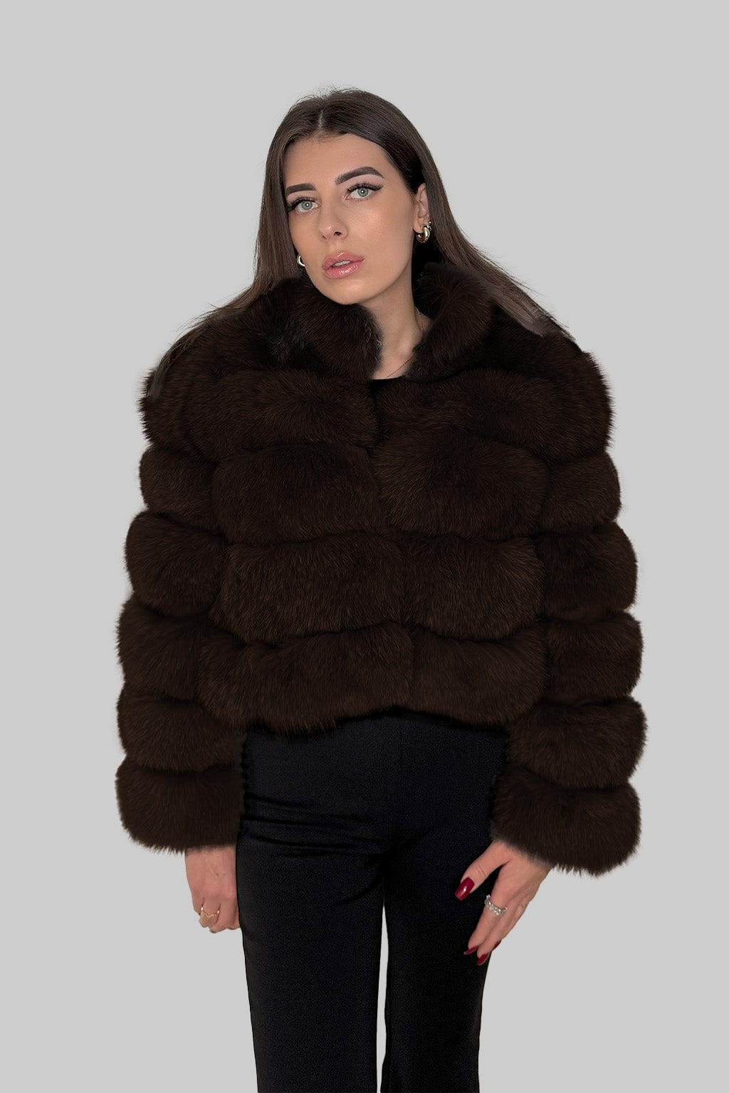 Manteau fourrure femme col brun Héritage fourrure