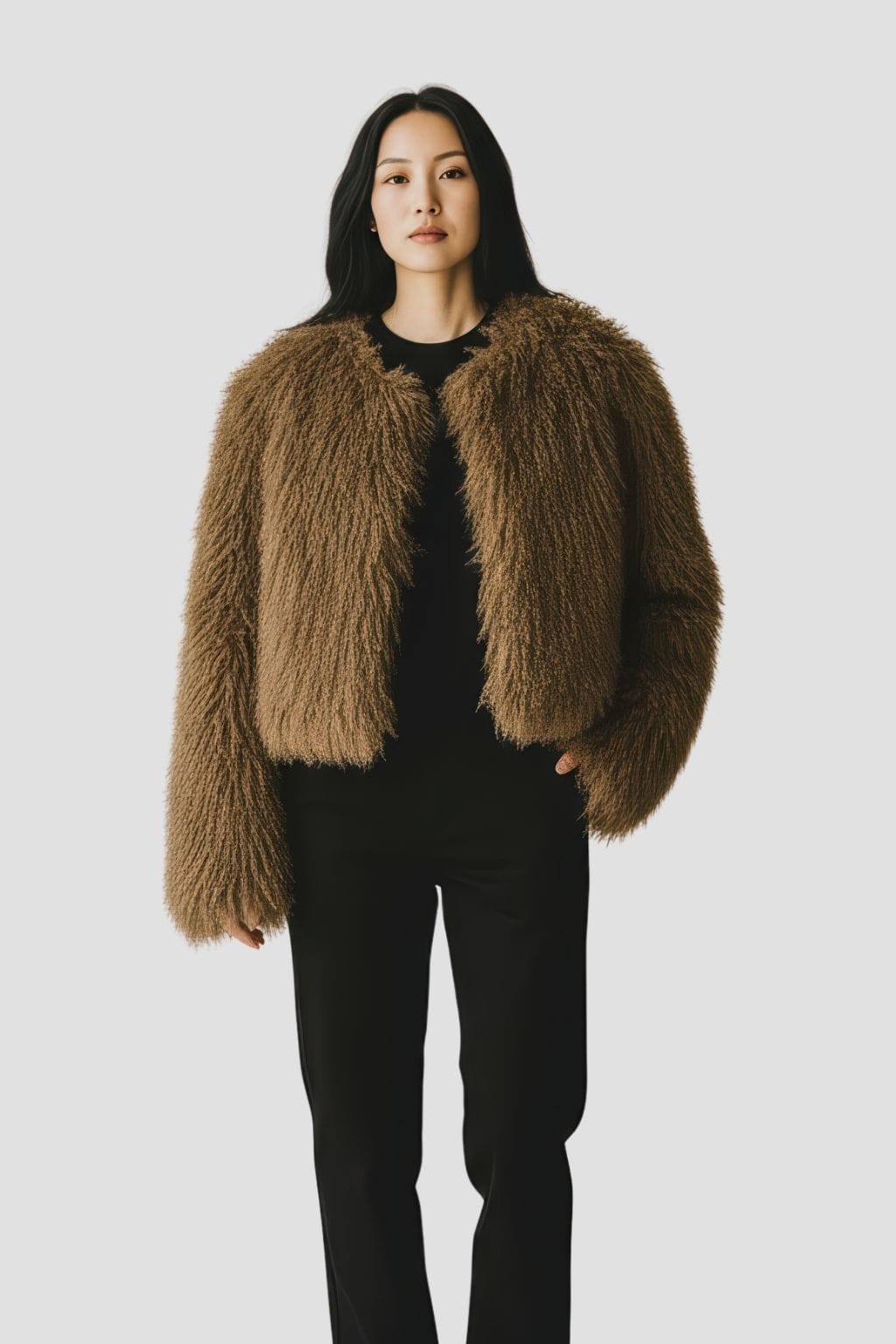 Manteau fourrure femme court marron Héritage fourrure