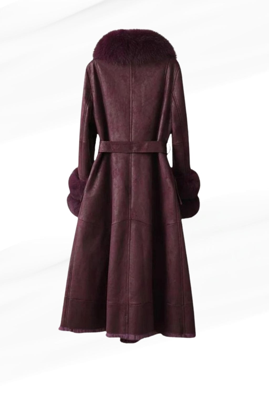 Manteau fourrure femme cuir bordeaux Héritage fourrure