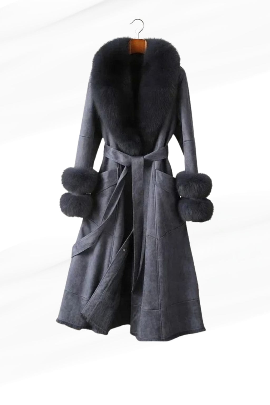 Manteau fourrure femme cuir gris Héritage fourrure