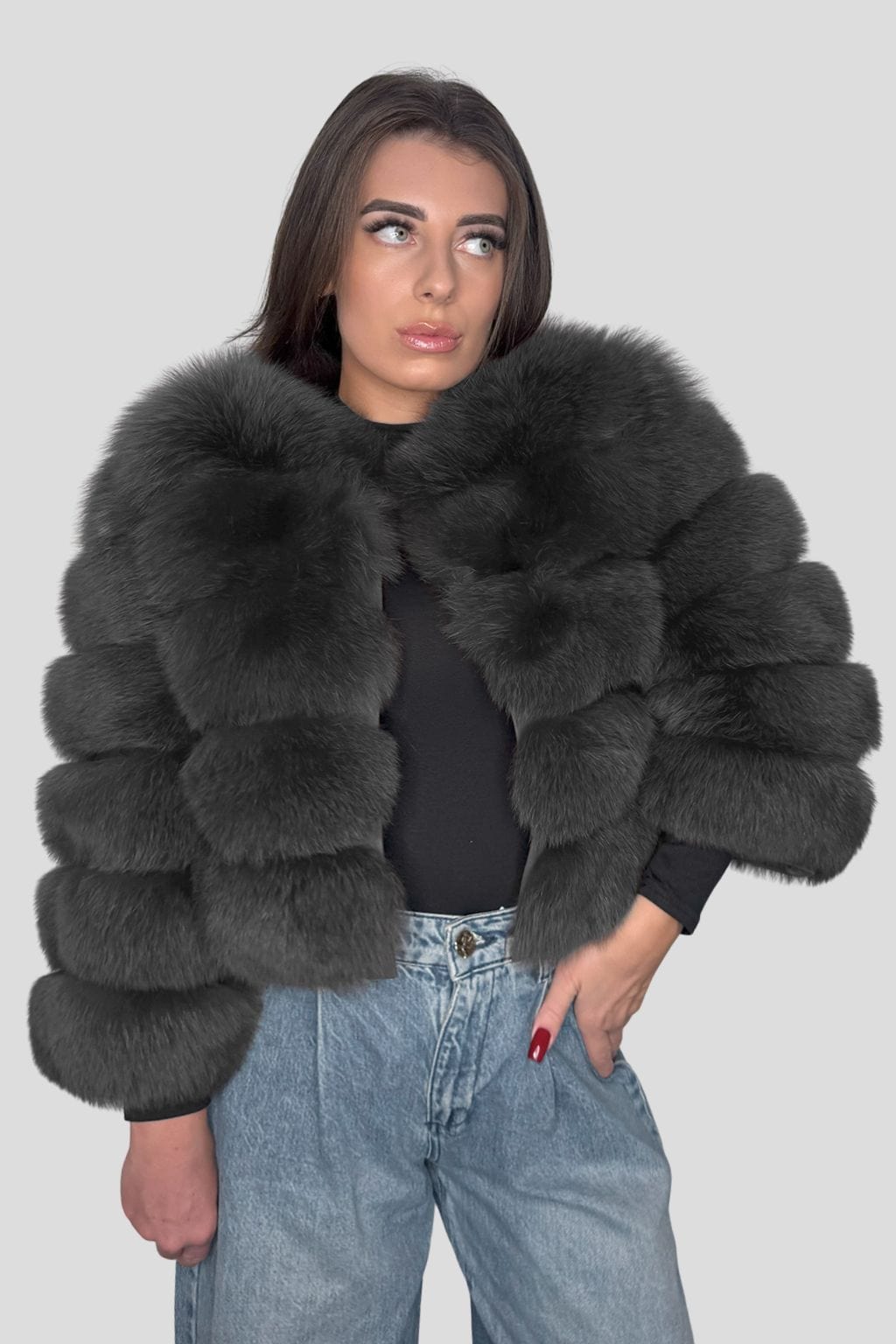 Manteau fourrure femme gris Héritage fourrure