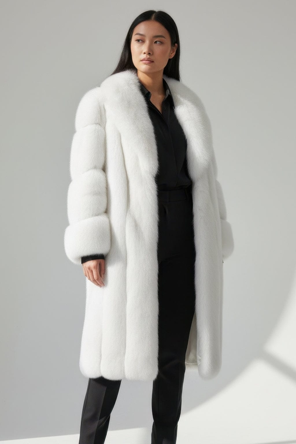 Manteau fourrure femme long blanc Héritage fourrure