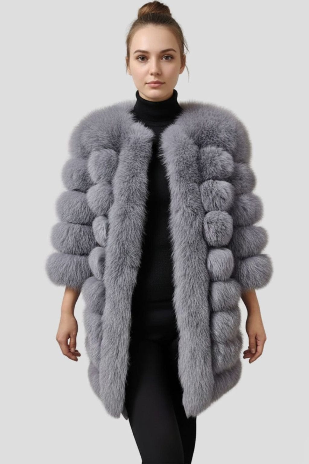 Manteau fourrure femme long gris Héritage fourrure