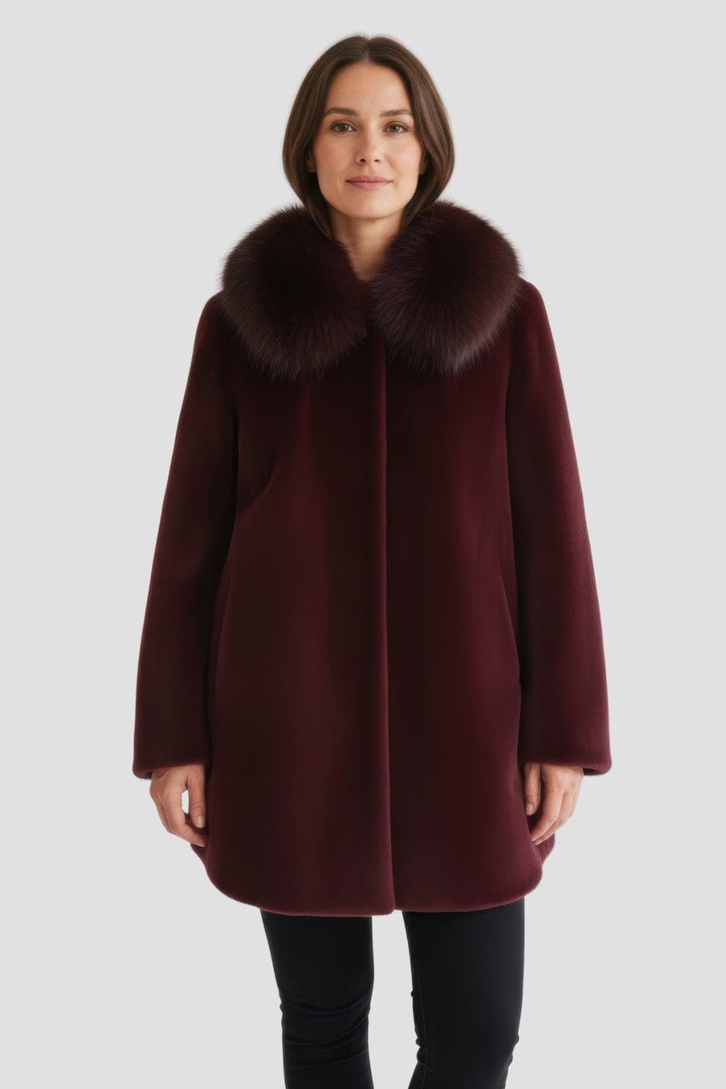 Manteau fourrure femme long rouge Héritage fourrure