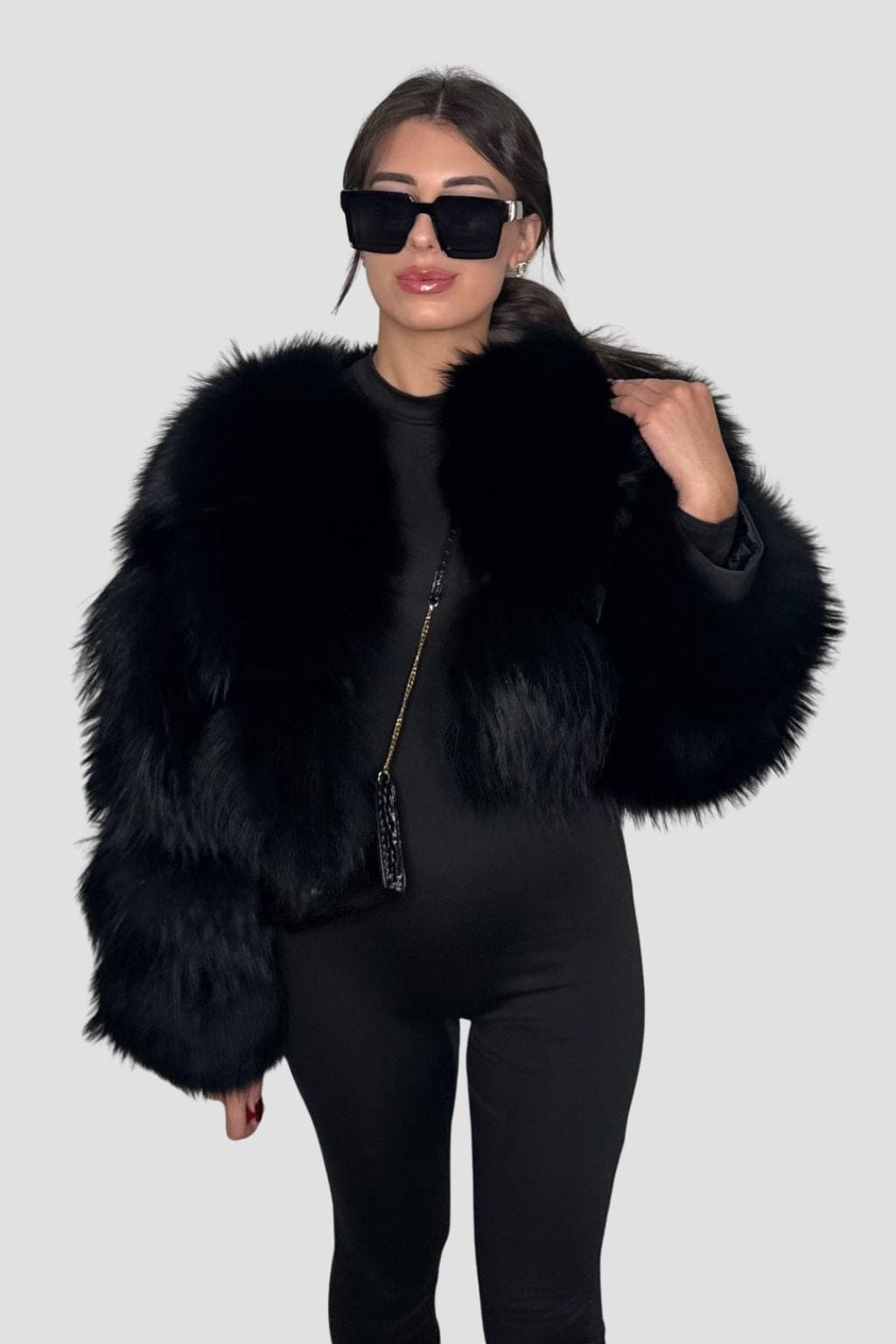Manteau fourrure femme noir Héritage fourrure