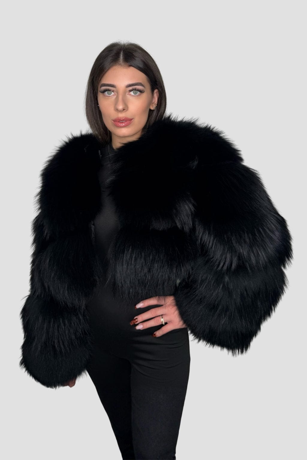 Manteau fourrure femme noir Héritage fourrure