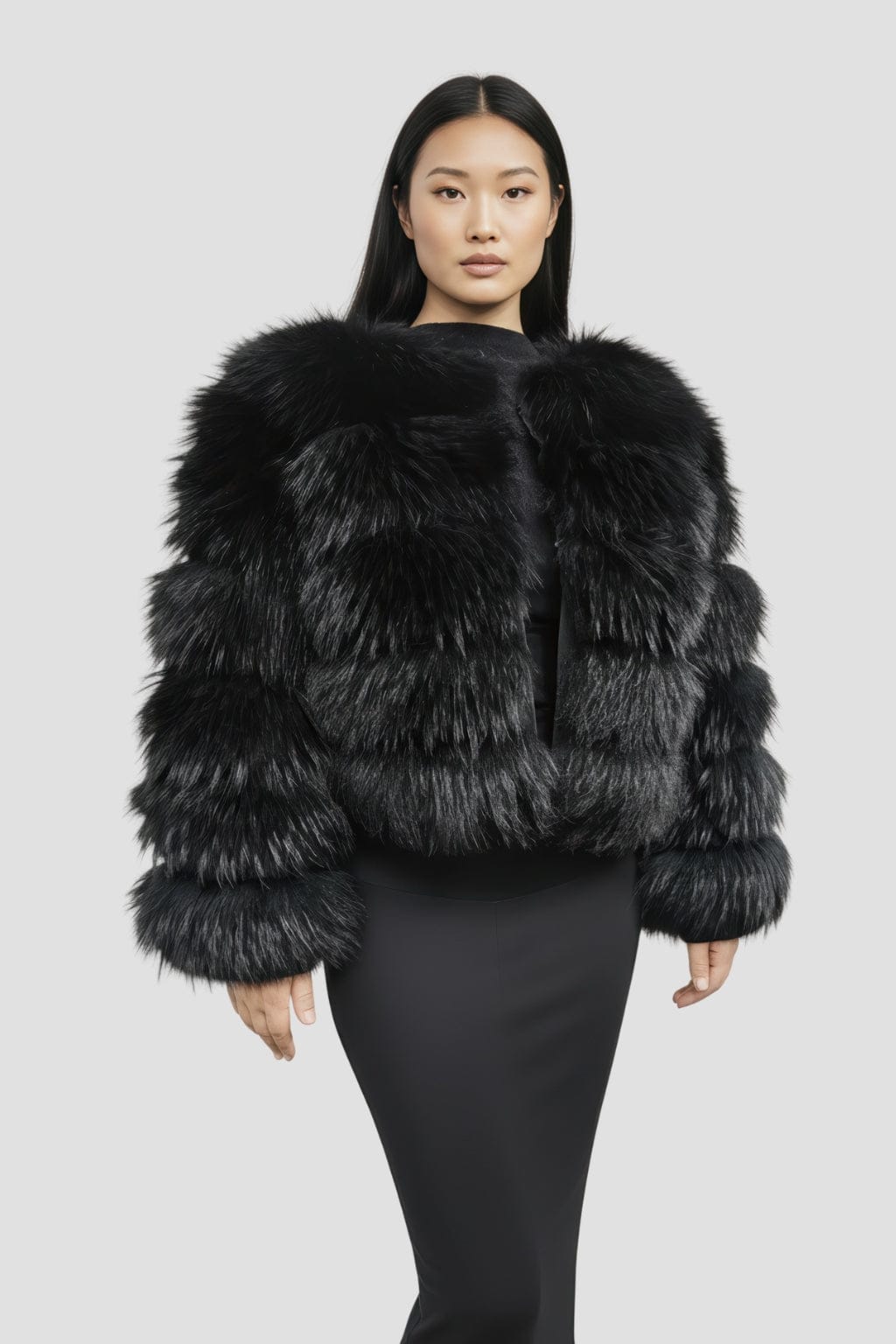 Manteau fourrure femme noir Héritage fourrure