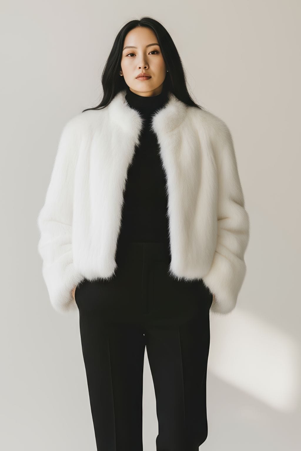 Manteau fourrure femme poil court blanc Héritage fourrure