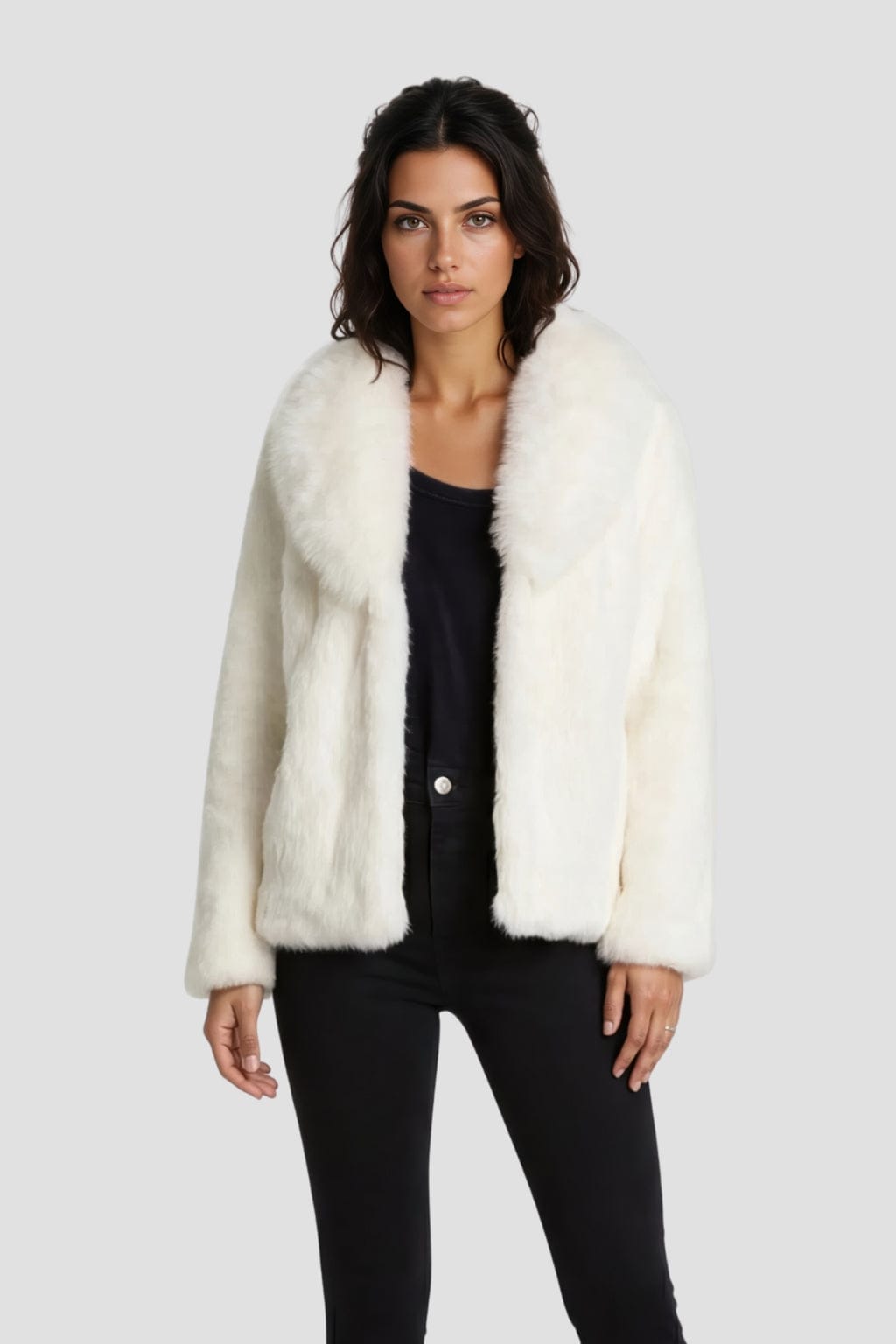 Manteau fourrure femme poil court blanc Héritage fourrure