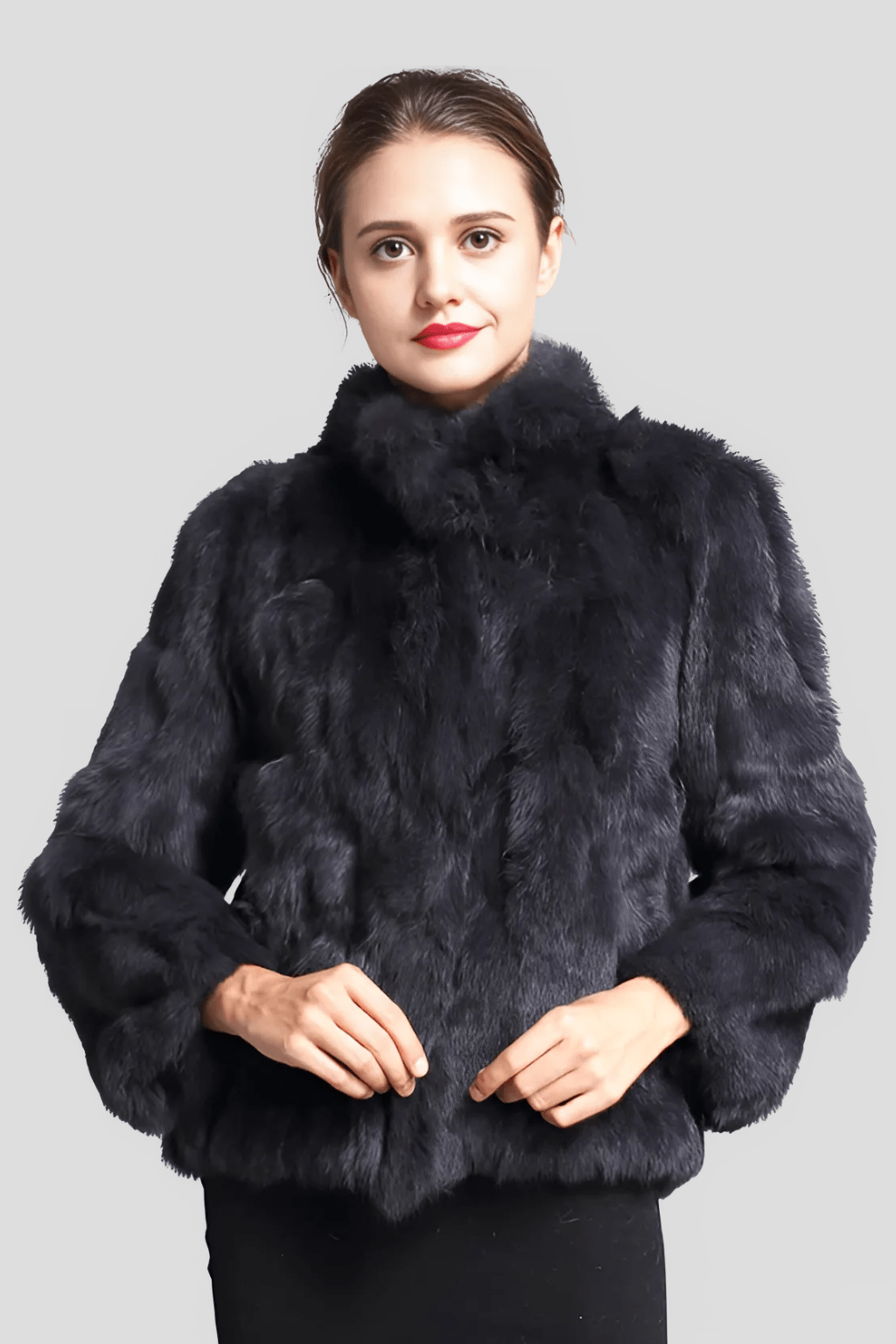 Manteau fourrure femme poil court noir Héritage fourrure