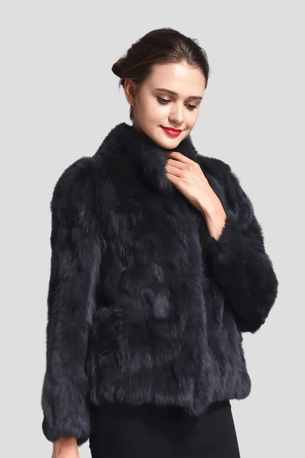 Manteau fourrure femme poil court noir Héritage fourrure