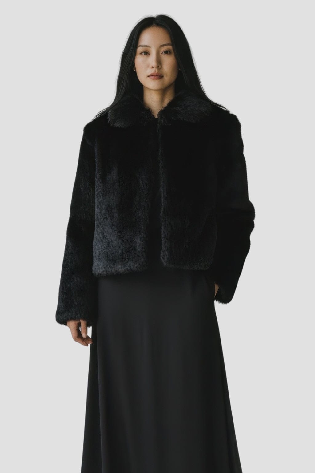 Manteau fourrure femme poil court noir Héritage fourrure