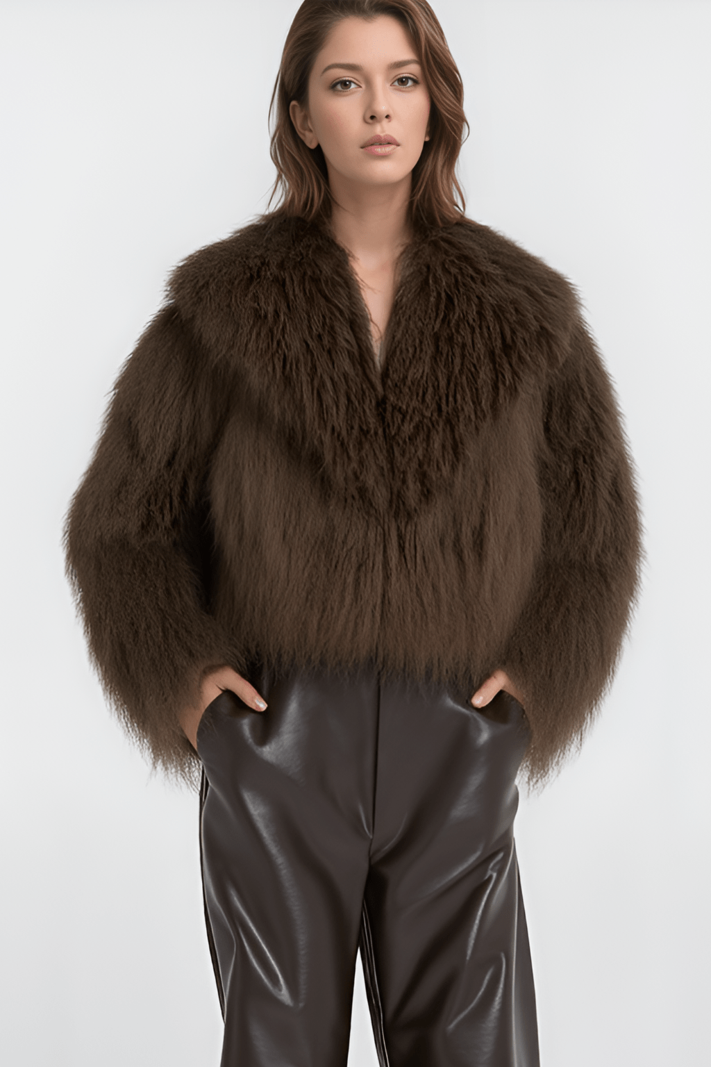 Manteau fourrure mouton brun Héritage fourrure