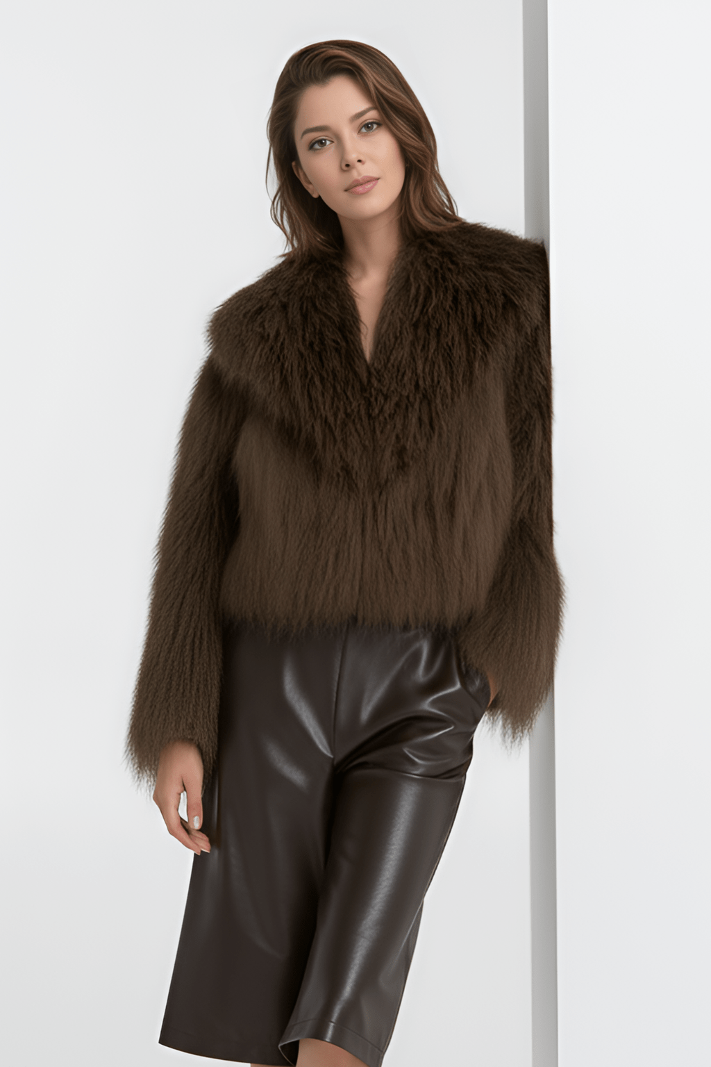 Manteau fourrure mouton brun Héritage fourrure