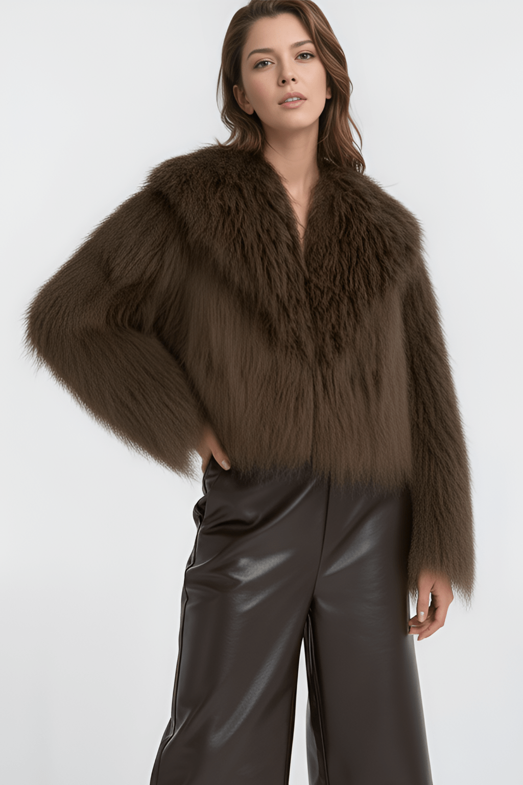 Manteau fourrure mouton brun Héritage fourrure