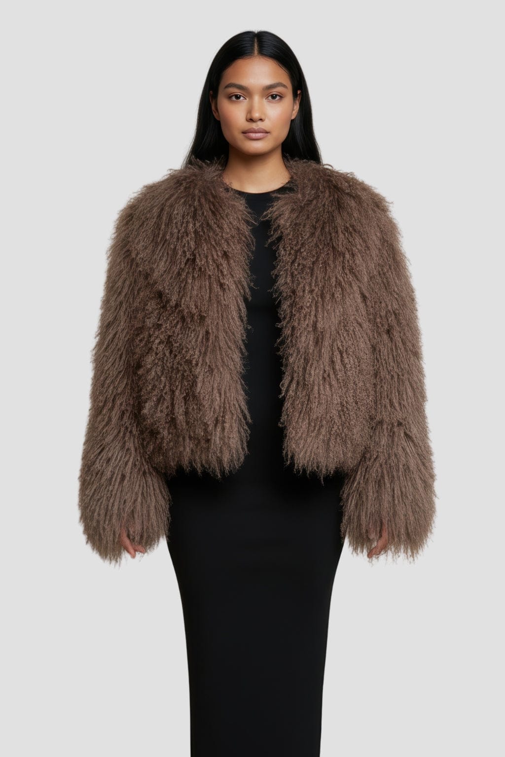 Manteau fourrure mouton brun Héritage fourrure