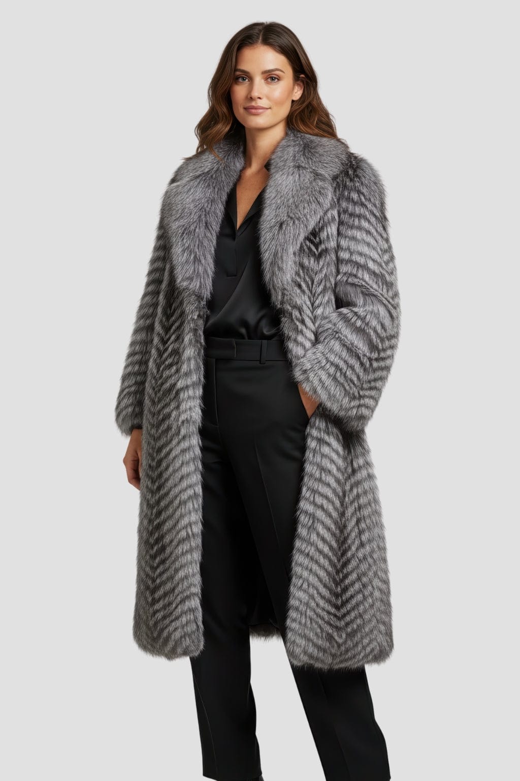 Manteau large en fourrure anthracite Héritage fourrure