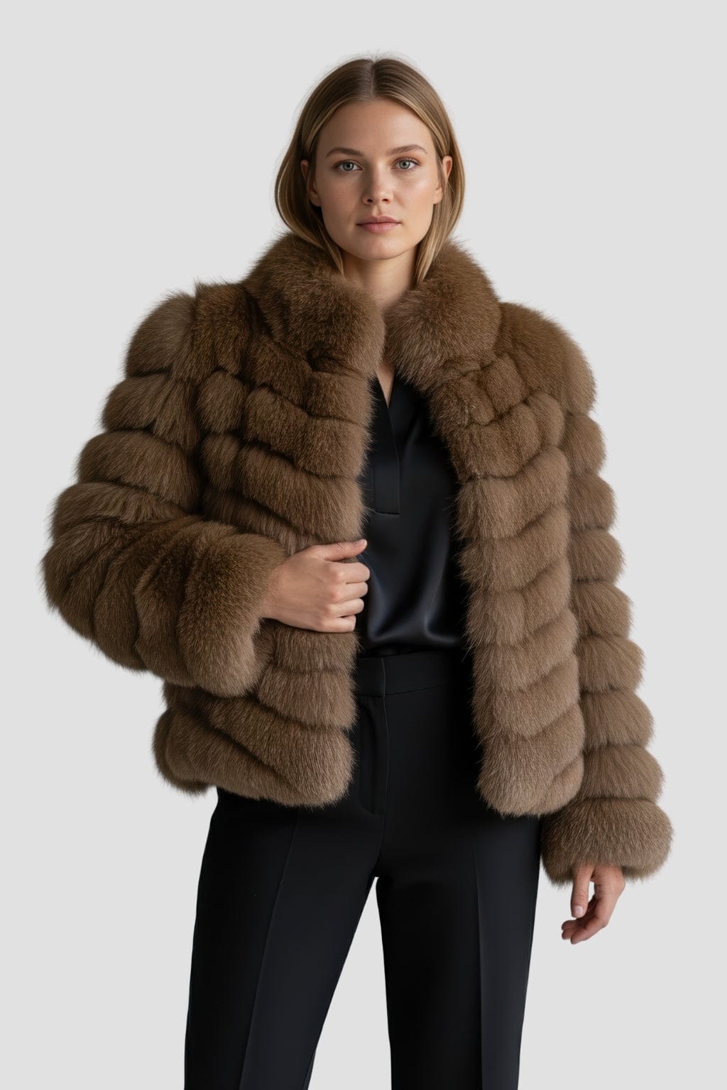 Manteau large en fourrure brun Héritage fourrure