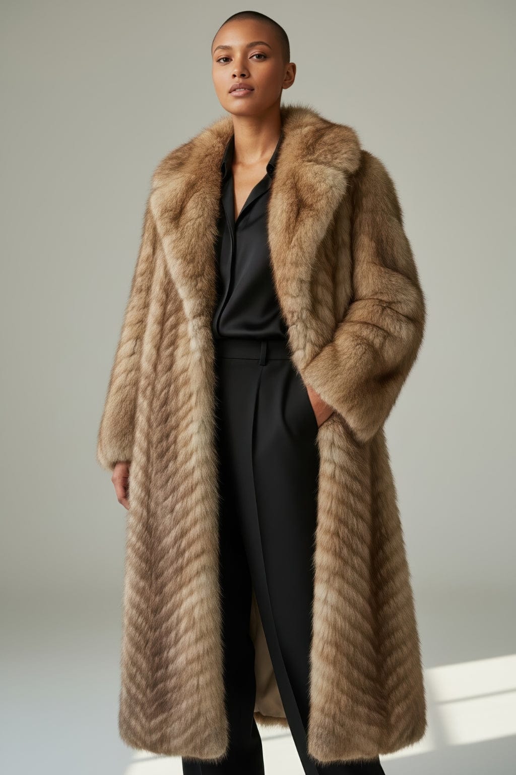 Manteau large en fourrure marron Héritage fourrure