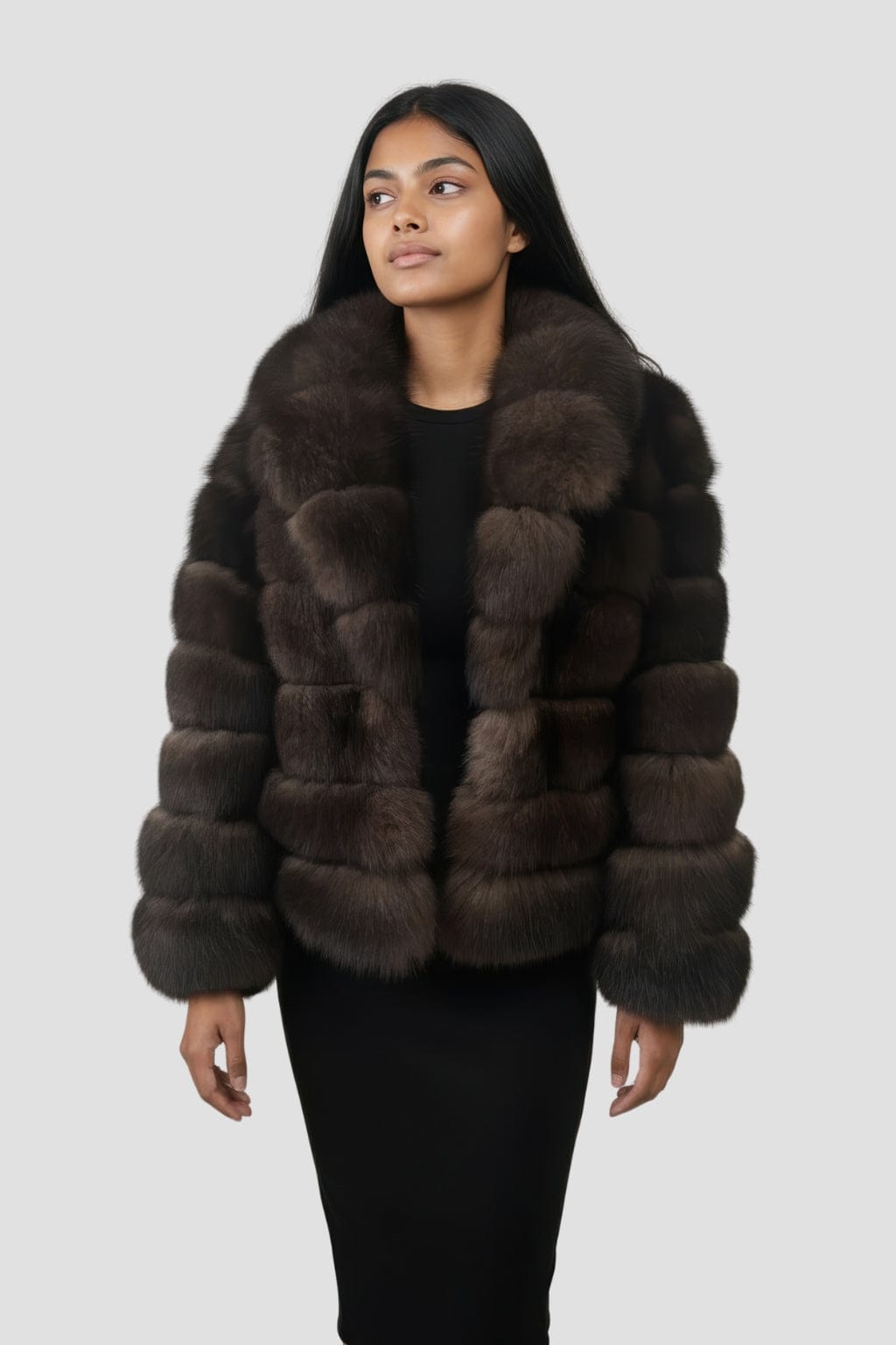 Manteau large en fourrure marron Héritage fourrure