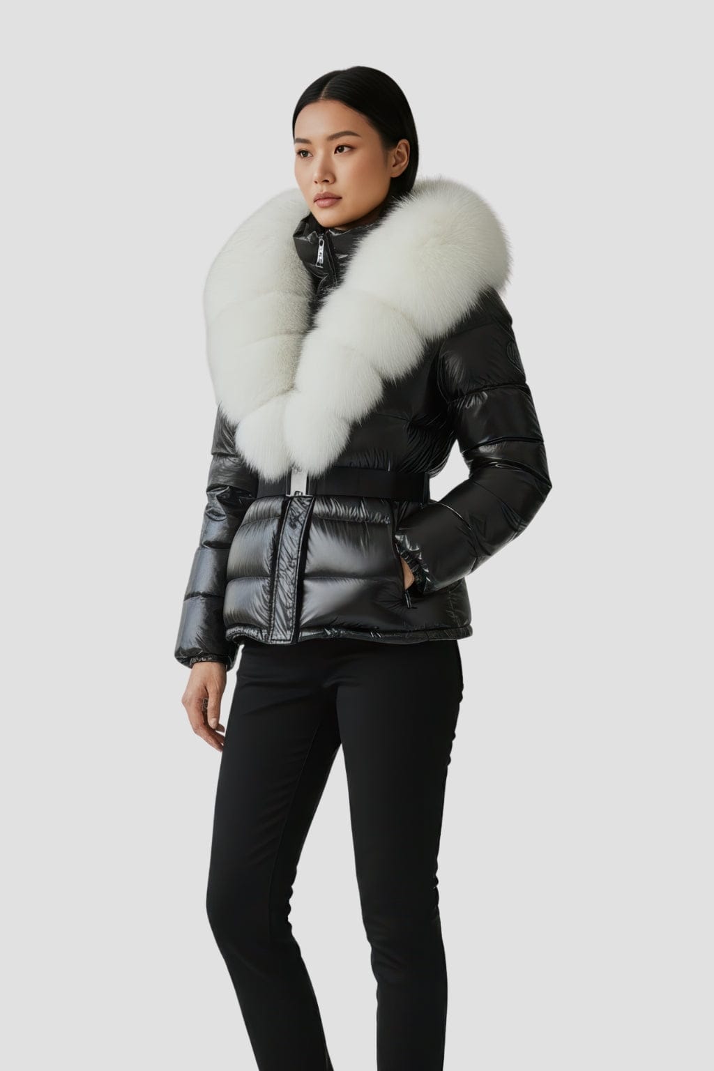 Parka à capuche en fourrure blanc Héritage fourrure