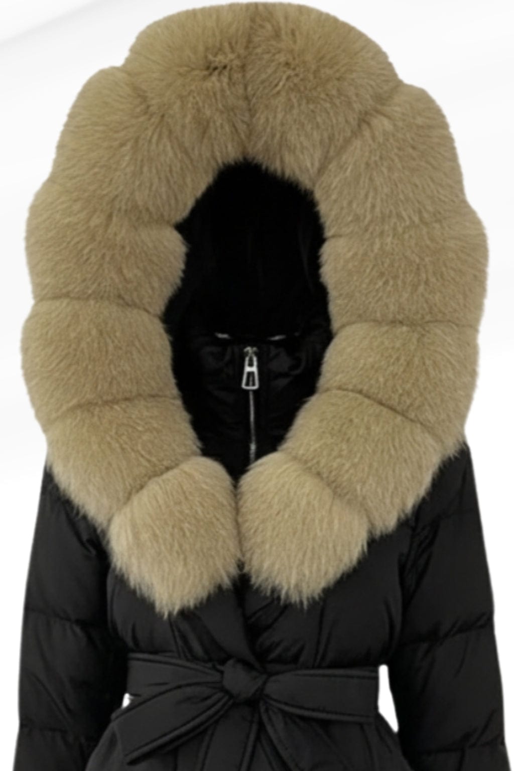 Parka à capuche en fourrure femme noire Héritage fourrure