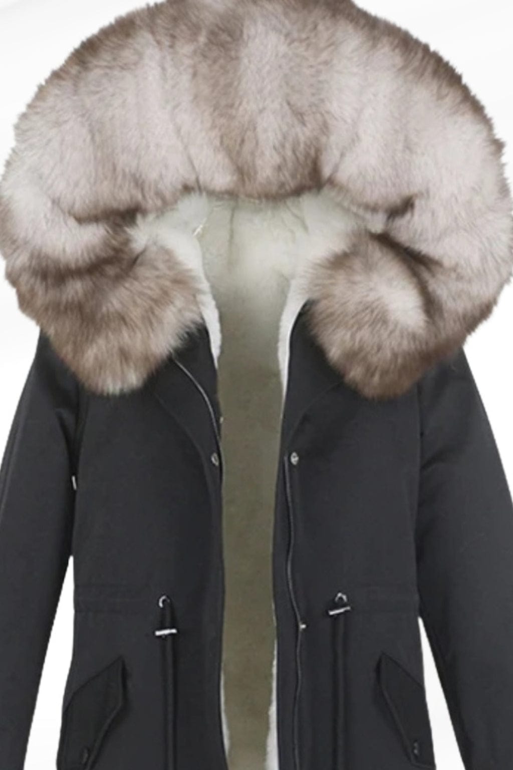 Parka à capuche en fourrure grise Héritage fourrure
