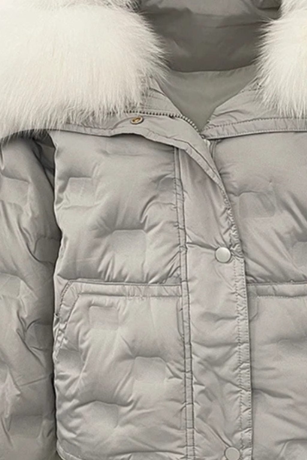 Parka courte en fourrure argenté Héritage fourrure