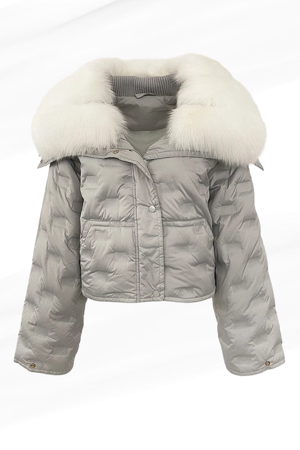 Parka courte en fourrure argenté Héritage fourrure