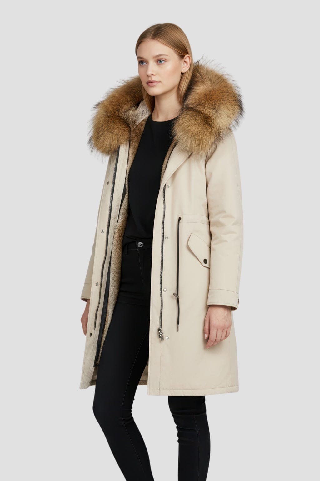 Parka fourrure femme beige Héritage fourrure
