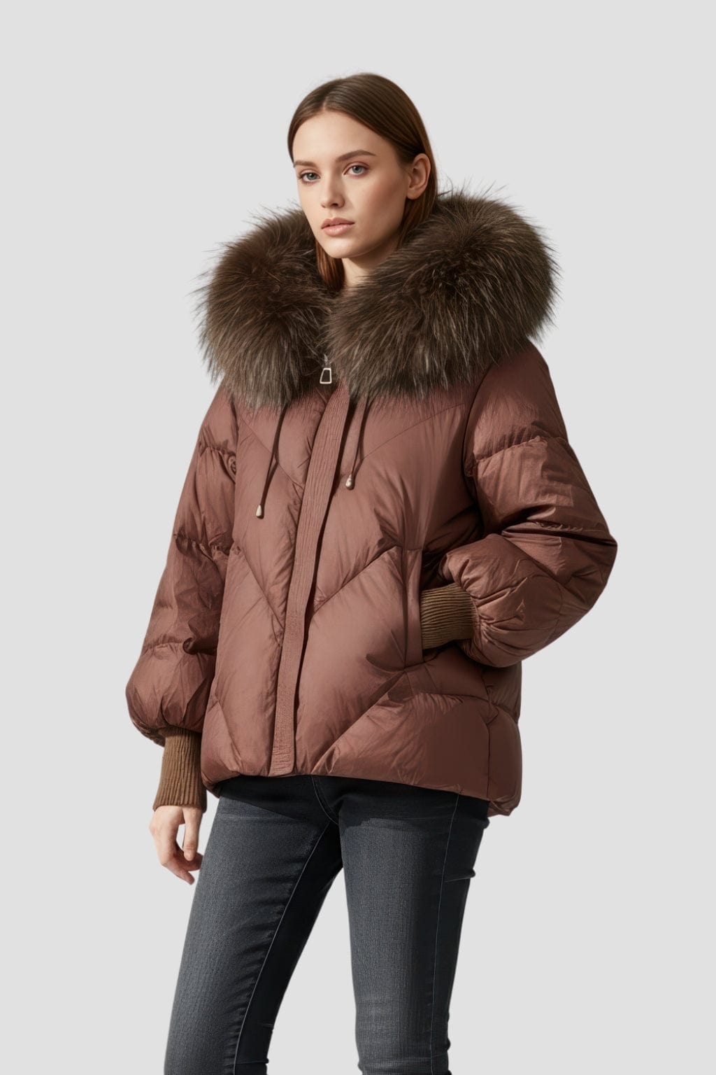 Parka fourrure femme courte brune Héritage fourrure