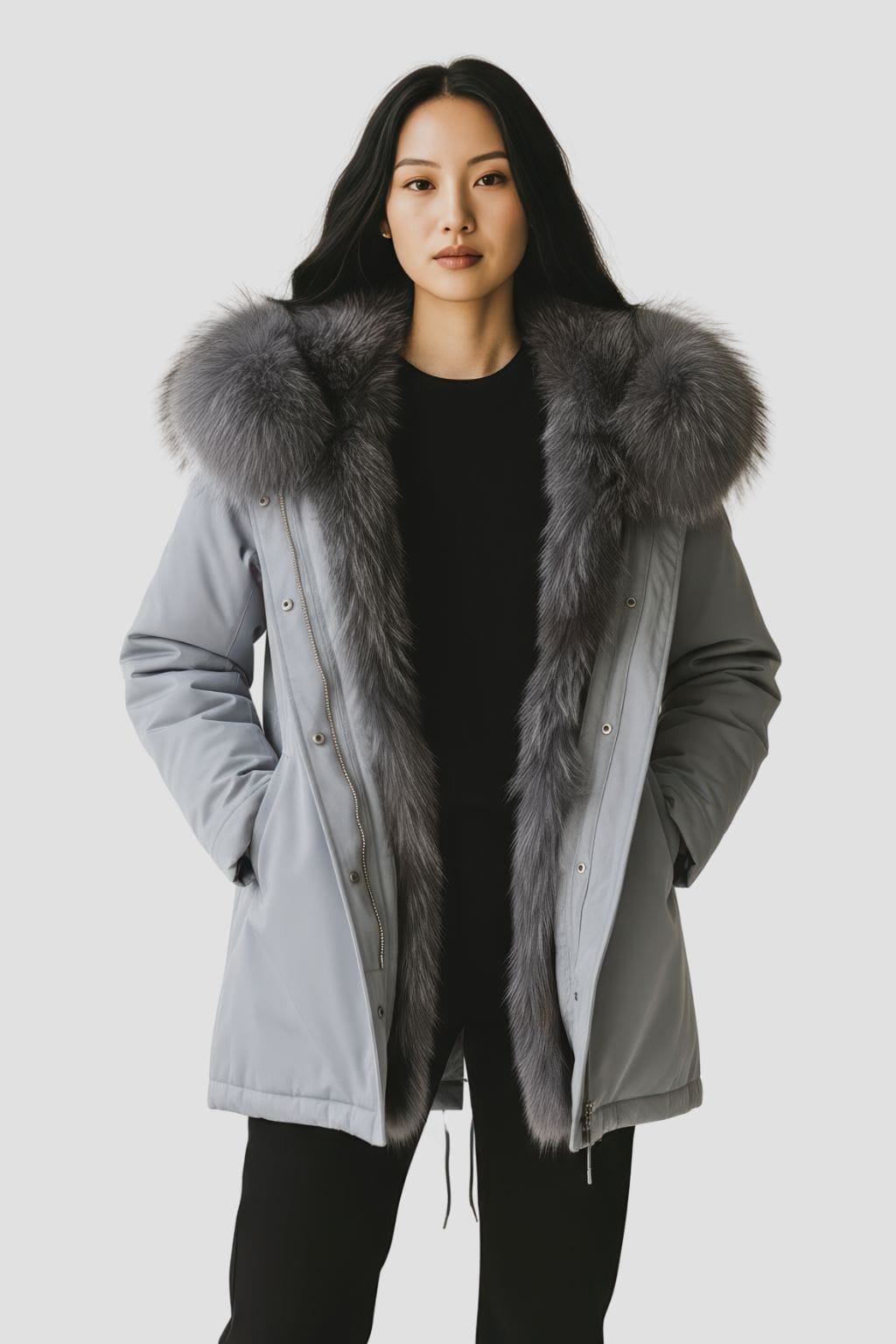 Parka fourrure femme gris Héritage fourrure