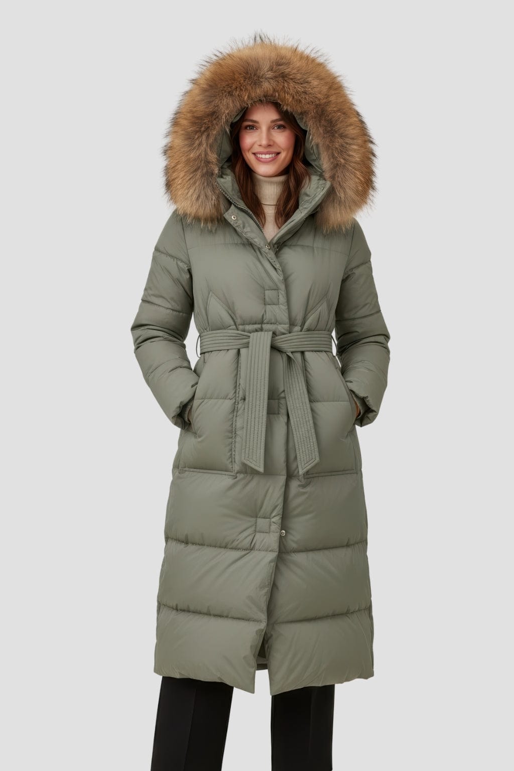 Parka fourrure femme vert kaki Héritage fourrure