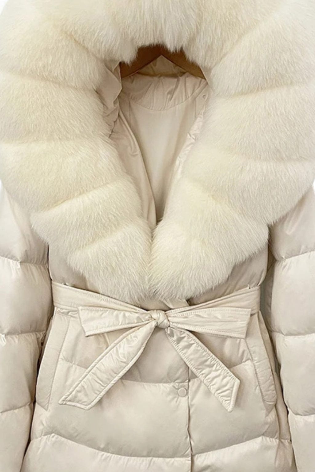 Parka imperméable en fourrure beige Héritage fourrure