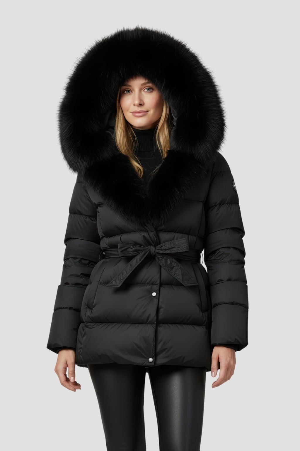 Parka imperméable en fourrure noire Héritage fourrure