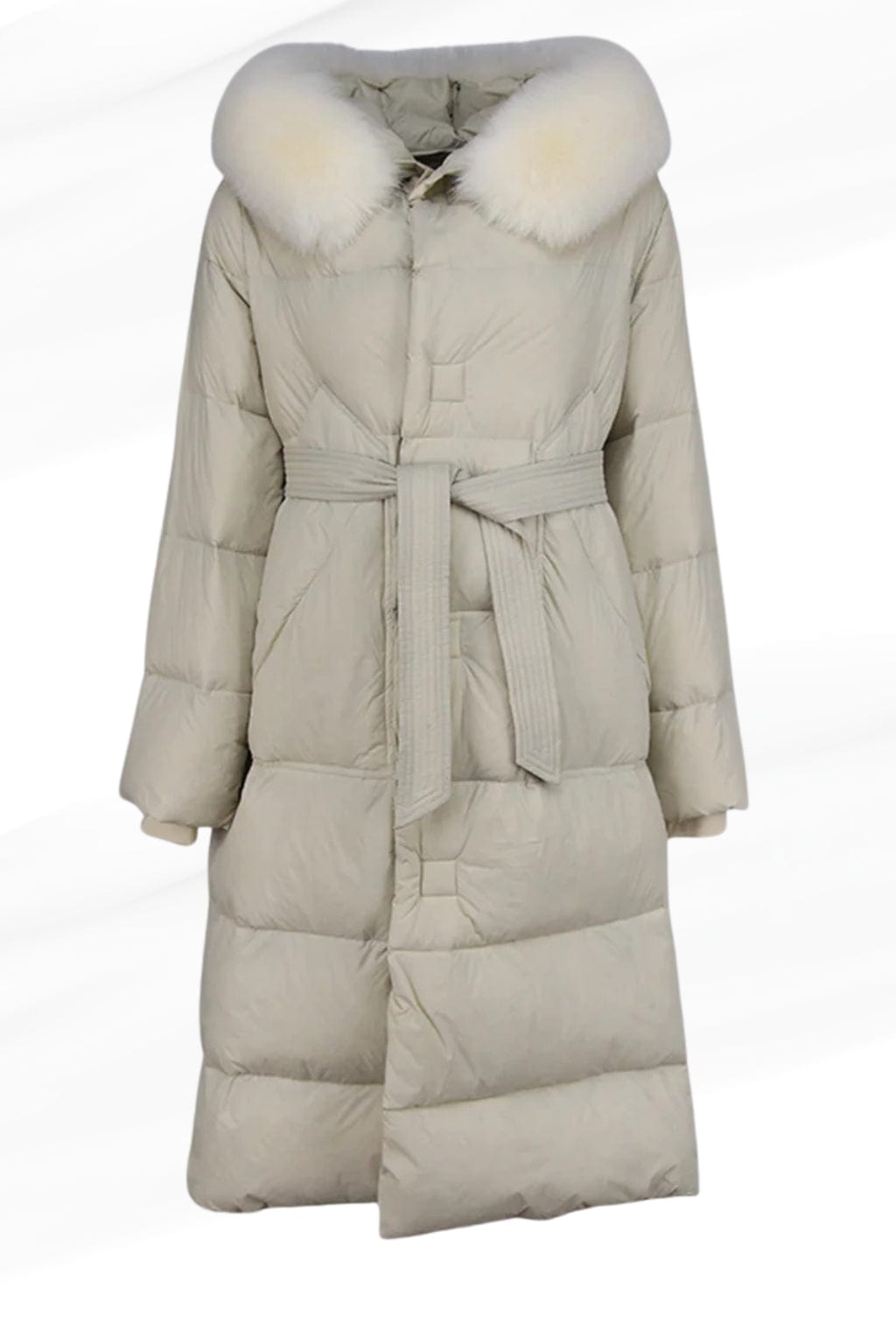 Parka longue en fourrure beige Héritage fourrure