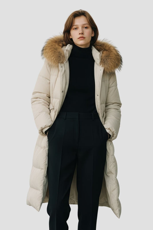 Parka longue en fourrure blanc Héritage fourrure