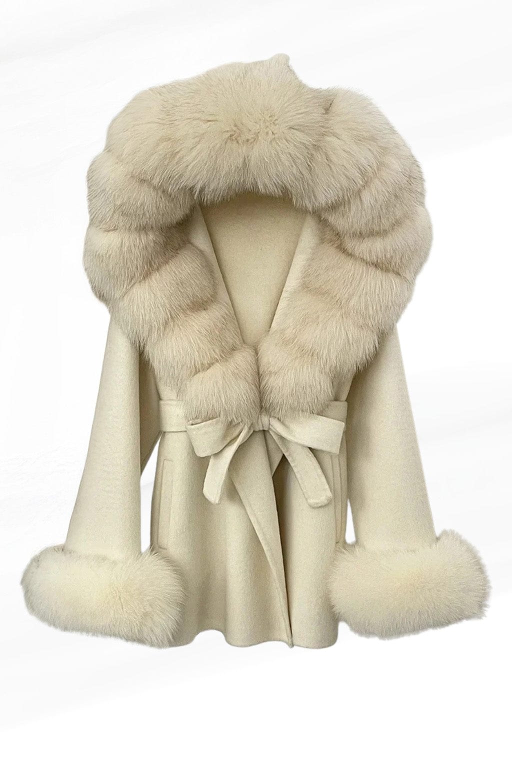 Veste à fourrure avec capuche beige Héritage fourrure